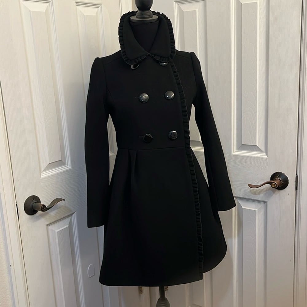 Kate Spade Black Wool Double Breasted Pea Coat size 0